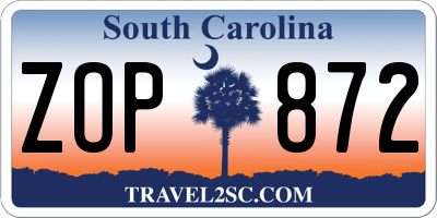 SC license plate ZOP872