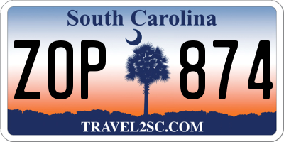 SC license plate ZOP874