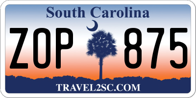 SC license plate ZOP875
