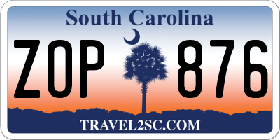SC license plate ZOP876
