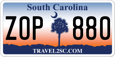 SC license plate ZOP880