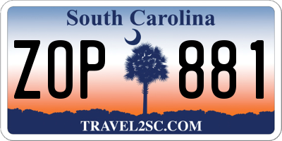 SC license plate ZOP881
