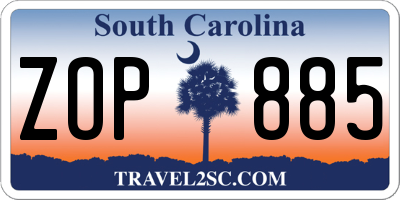 SC license plate ZOP885