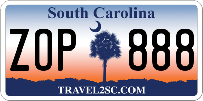 SC license plate ZOP888