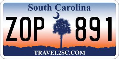 SC license plate ZOP891