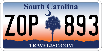 SC license plate ZOP893