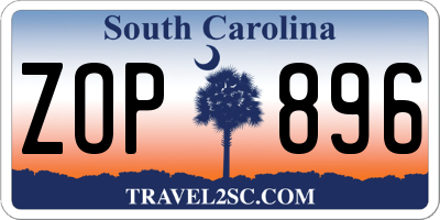 SC license plate ZOP896