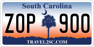 SC license plate ZOP900
