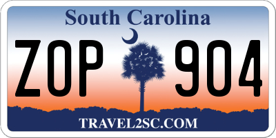 SC license plate ZOP904