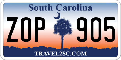 SC license plate ZOP905