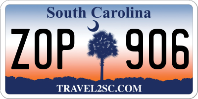 SC license plate ZOP906
