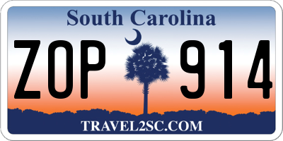 SC license plate ZOP914