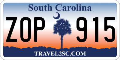 SC license plate ZOP915