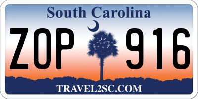SC license plate ZOP916