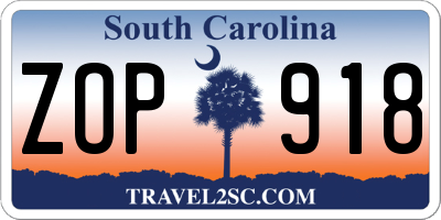 SC license plate ZOP918