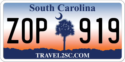 SC license plate ZOP919
