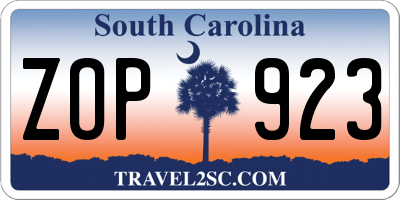 SC license plate ZOP923