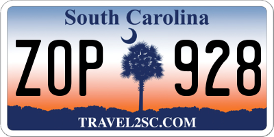 SC license plate ZOP928