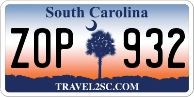 SC license plate ZOP932