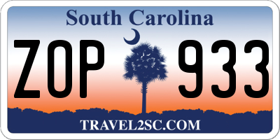 SC license plate ZOP933
