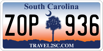 SC license plate ZOP936