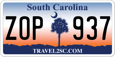 SC license plate ZOP937
