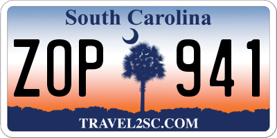 SC license plate ZOP941