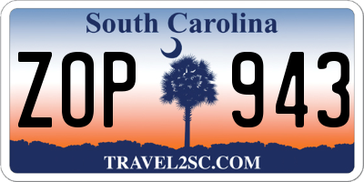 SC license plate ZOP943