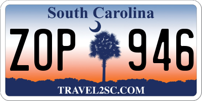 SC license plate ZOP946