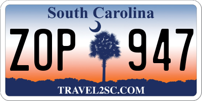 SC license plate ZOP947