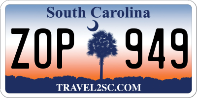 SC license plate ZOP949
