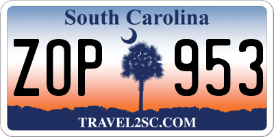 SC license plate ZOP953
