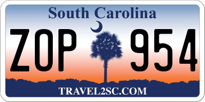 SC license plate ZOP954