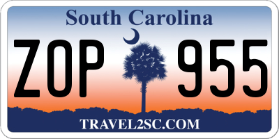 SC license plate ZOP955