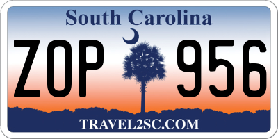 SC license plate ZOP956