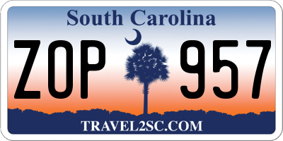 SC license plate ZOP957