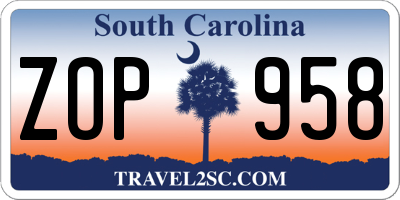 SC license plate ZOP958