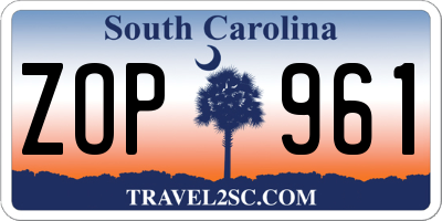 SC license plate ZOP961