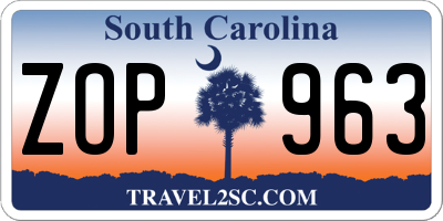 SC license plate ZOP963