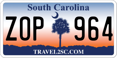 SC license plate ZOP964