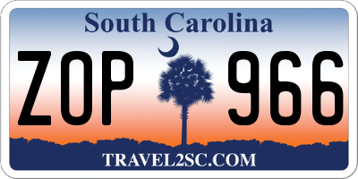 SC license plate ZOP966