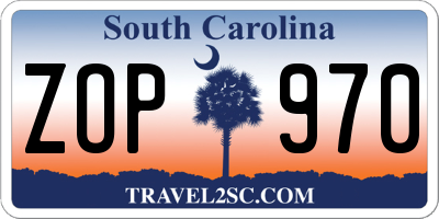 SC license plate ZOP970