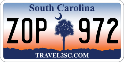 SC license plate ZOP972