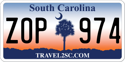 SC license plate ZOP974