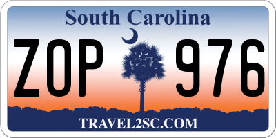 SC license plate ZOP976