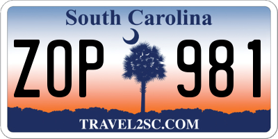 SC license plate ZOP981