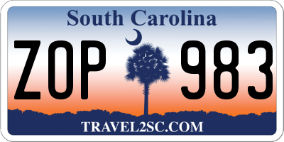 SC license plate ZOP983