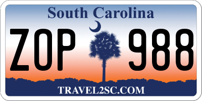 SC license plate ZOP988