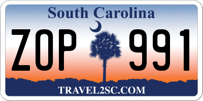 SC license plate ZOP991