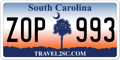 SC license plate ZOP993